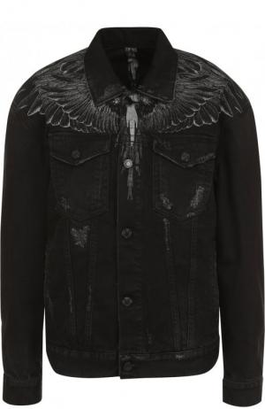 Джинсовая куртка свободного кроя с принтом Marcelo Burlon. Цвет: черный