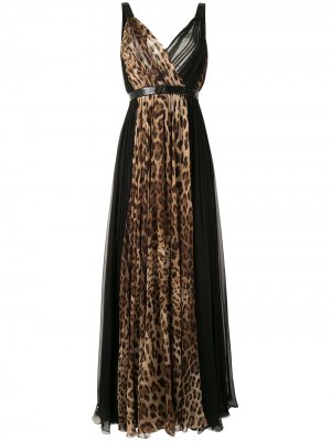 Длинное платье с леопардовым принтом Dolce & Gabbana. Цвет: разноцветный