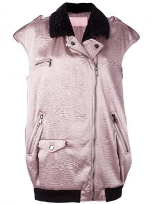 Байкерская куртка без рукавов Giamba. Цвет: розовый и фиолетовый