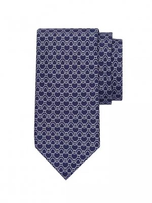 Шелковый галстук с принтом «Волны» , синий Ferragamo