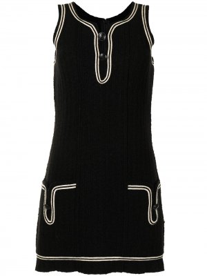 Короткое платье 2007-го года с контрастной отделкой Chanel Pre-Owned. Цвет: черный