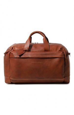 Кожаная дорожная сумка Brunello Cucinelli. Цвет: коричневый