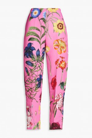 Прямые брюки из фай с цветочным принтом OSCAR DE LA RENTA, розовый Renta