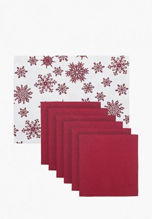 Набор кухонного текстиля Naturel Снежинка бордо. Цвет: разноцветный