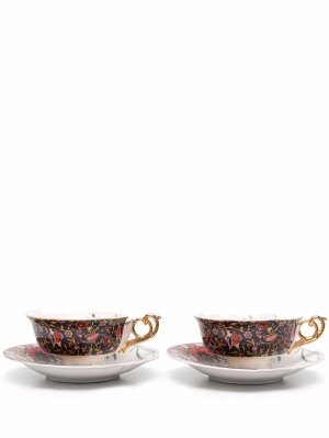 Hybrid contrast-print tea set Seletti. Цвет: белый