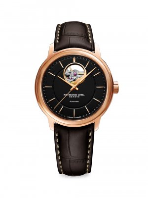 Часы Maestro Balance Wheel с двухцветным браслетом из нержавеющей стали , коричневый Raymond Weil