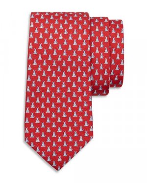 Классический шелковый галстук с принтом собаки , цвет Red Ferragamo
