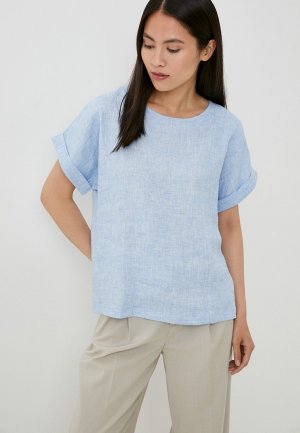 Блуза In Linen. Цвет: голубой