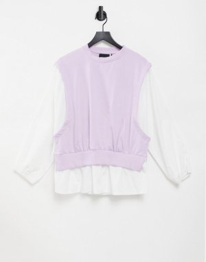 Рубашка и сиреневый вязаный жилет 2-в-1 -Фиолетовый цвет Pieces