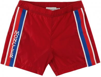 Kids Красные полосатые шорты для плавания Moncler Enfant
