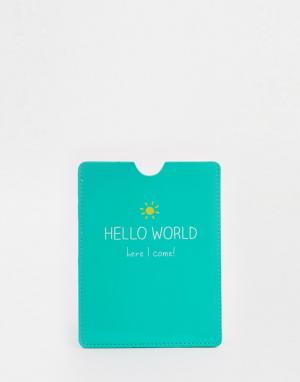Обложка для паспорта Hello World Happy Jackson. Цвет: зеленый