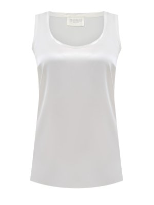 Элегантная блуза без рукавов из струящегося шелка BRUNELLO CUCINELLI. Цвет: белый