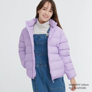 Куртка детская теплая стеганая с капюшоном, фиолетовый Uniqlo