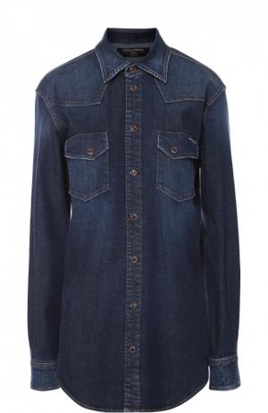 Джинсовая блуза прямого кроя с накладными карманами Dolce & Gabbana. Цвет: синий