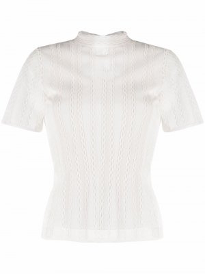 Кружевная блузка с высоким воротником Fendi. Цвет: белый