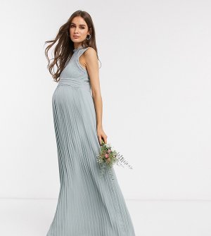 Шалфейно-зеленое платье макси bridesmaid-Зеленый цвет TFNC Maternity