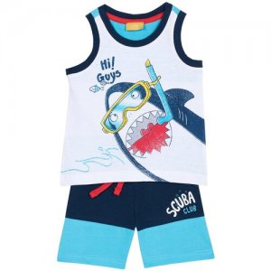 Комплект майка и шорты , размер 104, цвет акула (синий) Chicco. Цвет: белый/голубой/синий