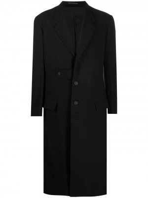 Однобортное пальто тонкой вязки Yohji Yamamoto. Цвет: черный