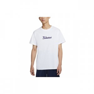Баскетбол Алфавит Вышивка Спортивная футболка с круглым вырезом и коротким рукавом Мужские топы Белый DJ1553-100 Nike