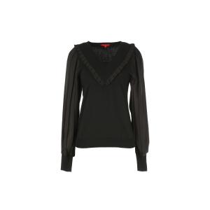 Пуловер с V-образным вырезом из тонкого трикотажа RENE DERHY. Цвет: черный
