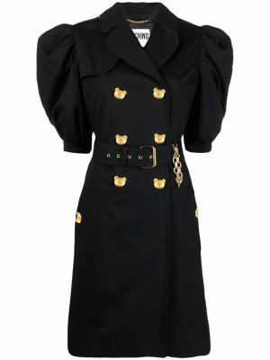 Двубортное пальто с объемными рукавами Moschino. Цвет: черный