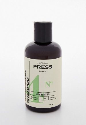 Шампунь Press Gurwitz Perfumerie освежающий №4, бергамот, инжир, мускус натуральный, для всех типов волос, бессульфатный, 300 мл. Цвет: белый