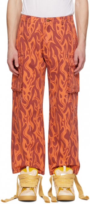 Оранжевые брюки карго с графическим рисунком Erl