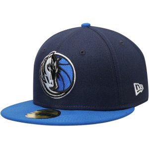 Мужская шляпа New Era Navy/Blue Dallas Mavericks Official Team Color 2Tone 59FIFTY