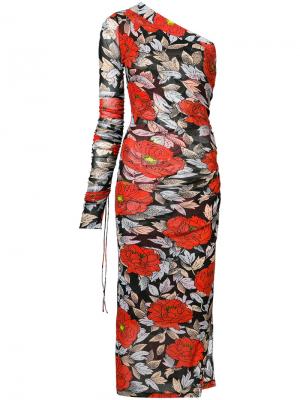 Платье на одно плечо с цветочным рисунком Dvf Diane Von Furstenberg. Цвет: красный