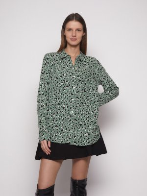 Принтованная блузка-рубашка zolla. Цвет: светло-зеленый