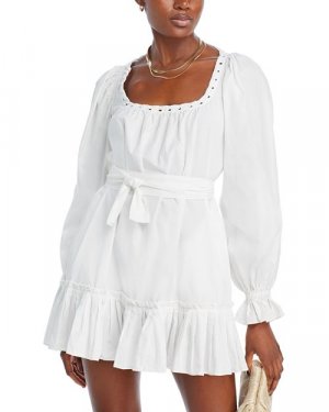Хлопковое мини-платье Kayleigh с поясом , цвет White Ramy Brook