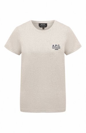 Хлопковая футболка A.P.C.. Цвет: кремовый