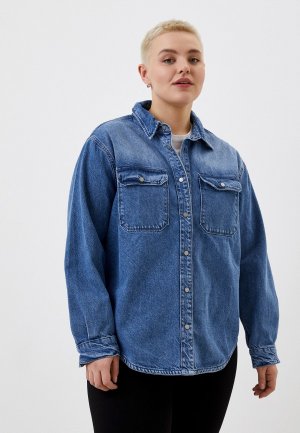 Рубашка джинсовая Le Monique. Цвет: синий