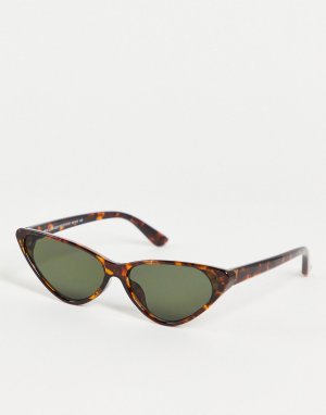 Темно-коричневые солнцезащитные очки «кошачий глаз» -Коричневый цвет New Look