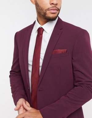 Бордовый галстук и платок для пиджака -Темно-синий Topman