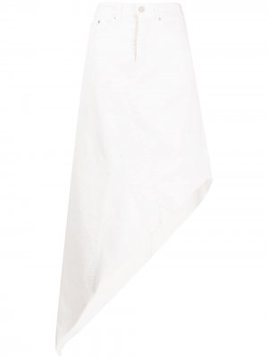 Джинсовая юбка асимметричного кроя MM6 Maison Margiela. Цвет: белый