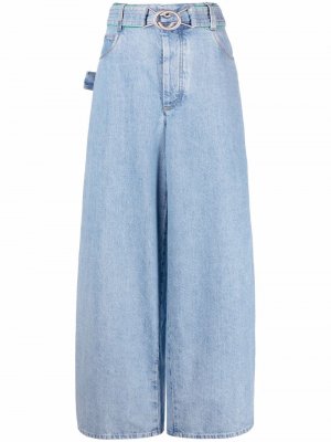Belted high-waisted wide-leg jeans Bottega Veneta. Цвет: синий