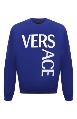 Хлопковый свитшот Versace. Цвет: синий
