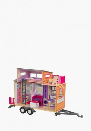 Дом для куклы KidKraft Бэлла, на колесиках, с мебелью 10 предметов в наборе, кукол 30 см. Цвет: разноцветный