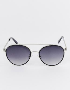 Черные круглые солнцезащитные очки с двойной планкой -Черный Esprit