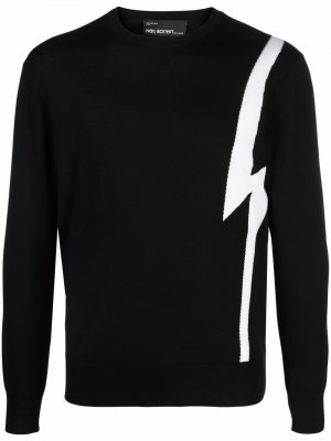 Thunderbolt-knit wool sweater Neil Barrett. Цвет: черный