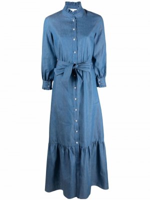 Джинсовое платье макси Borgo De Nor. Цвет: синий