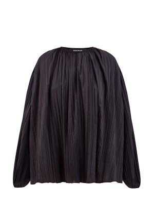 Элегантная блуза объемного кроя в складку ROCHAS. Цвет: черный