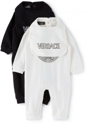 Подарочный набор боди и нагрудников для малышей: белое черное, белый/черный Versace