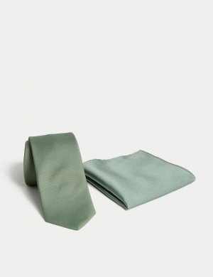 Тонкий комплект с галстуком и нагрудным платком Marks & Spencer