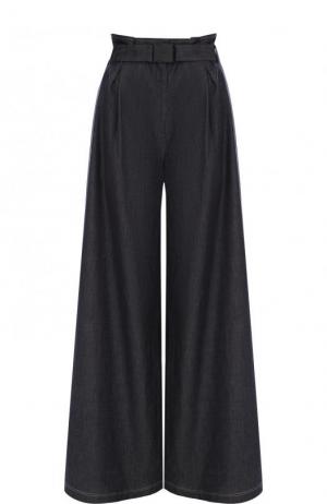Хлопковые расклешенные брюки с поясом и карманами No. 21. Цвет: темно-серый