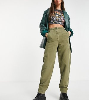 Легкие брюки-галифе цвета хаки с завышенной талией -Зеленый цвет Topshop Tall