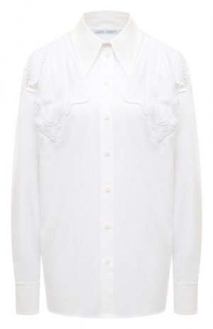 Хлопковая блузка Alberta Ferretti. Цвет: белый