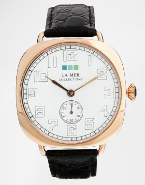 Большие черные часы в винтажном стиле La Mer Collections. Цвет: коричневый