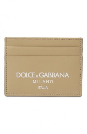 Кожаный футляр для кредитных карт Dolce & Gabbana. Цвет: бежевый